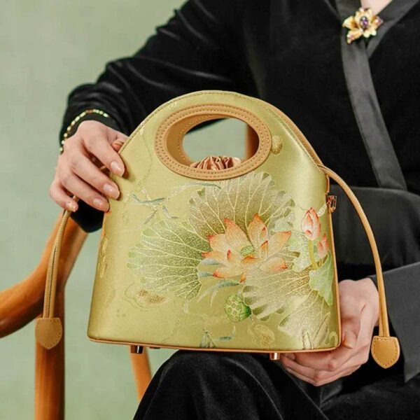 1_Printed_Jacquard_Lotus_Green_Drawstring_Bucket_Bag_LD120670 1_Printed_Jacquard_Lotus_Green_Drawstring_Bucket_Bag_LD120670