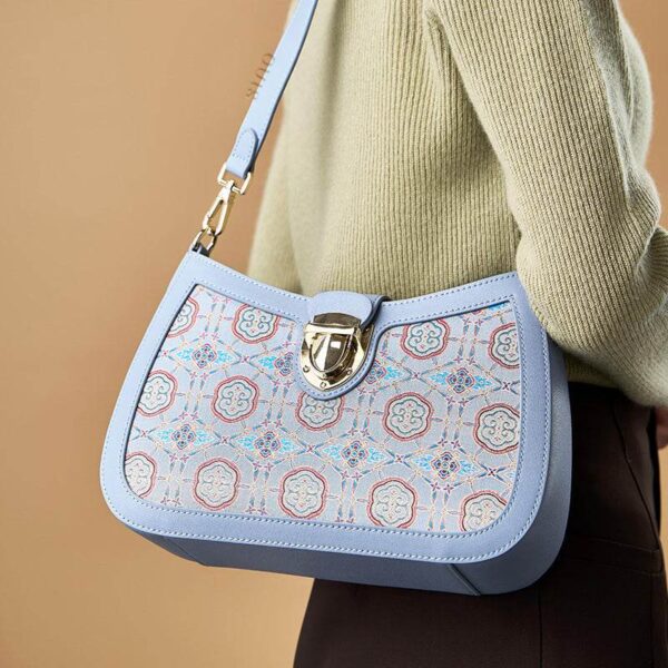 1_歌_ブロケード_レザー_ブルー_ショルダーバッグ_如意柄_FJ270038-1 1_Song_Brocade_Leather_Blue_Shoulder_Bag_Ruyi_Pattern_FJ270038-1