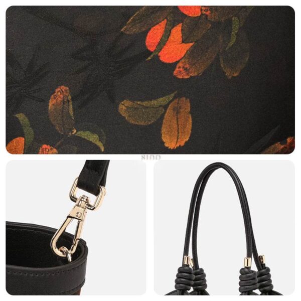 2_新文化_襄雲社_絹_皮_柿_ショルダーバッグ_YS120763 2_Sinocultural_Xiangyunsha_Silk_Leather_Printed_Persimmon_Shoulder_Bag_YS120763