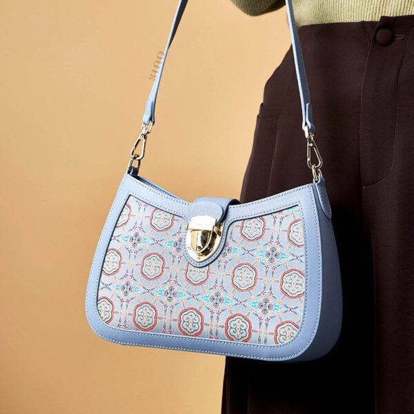 2_歌_ブロケード_レザー_ブルー_ショルダーバッグ_如意柄_FJ270038-1 2_Song_Brocade_Leather_Blue_Shoulder_Bag_Ruyi_Pattern_FJ270038-1