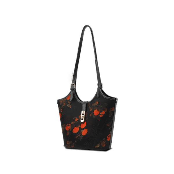 4_中文_-_祥雲舎_絹_皮_柿_バケツバッグ_YS120762 4_SinoCultural_-_Xiangyunsha_Silk_Leather_Printed_Persimmon_Bucket_Bag_YS120762