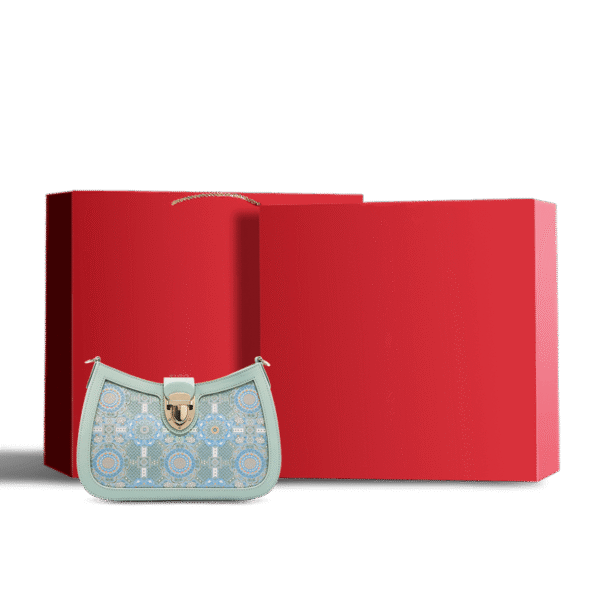 4_歌_ブロケード_レザー_グリーン_ショルダーバッグ_バダユン_パターン_FJ270038-2 4_Song_Brocade_Leather_Green_Shoulder_Bag_Badayun_Pattern_FJ270038-2