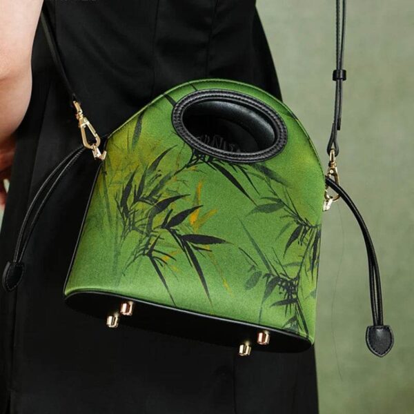 4_祥雲舎_絹_竹_緑_巾着袋_YS120670 4_Xiangyunsha_Silk_Bamboo_Green_Drawstring_Bucket_Bag_YS120670