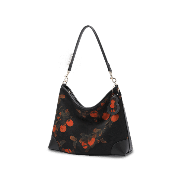 4_祥雲舎_シルク_レザー_プリント_柿_ショルダーバッグ_YS220679 4_Xiangyunsha_Silk_Leather_Printed_Persimmon_Shoulder_Bag_YS220679
