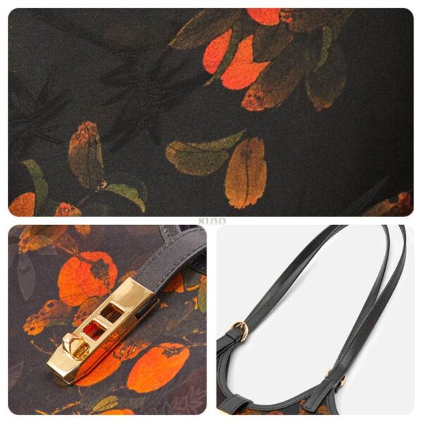 8_中文_-_襄雲舎_絹_皮_柿_バケツバッグ_YS120762 8_SinoCultural_-_Xiangyunsha_Silk_Leather_Printed_Persimmon_Bucket_Bag_YS120762