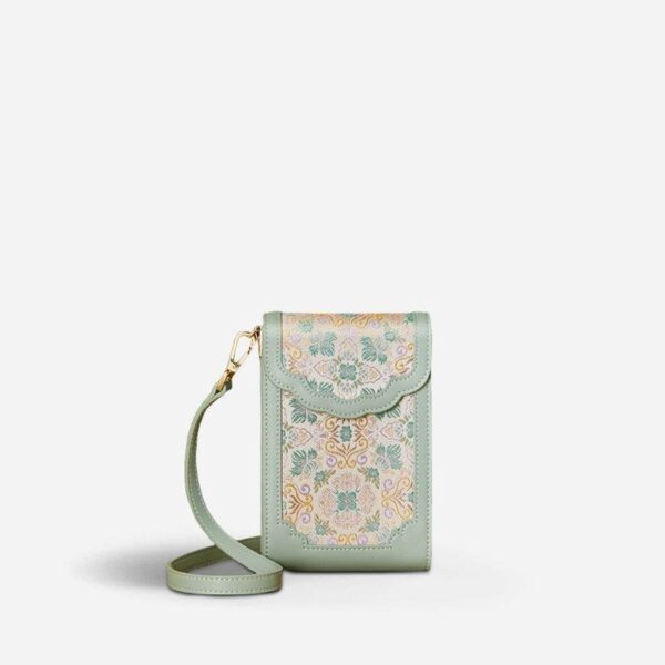 ブロケードジャカードレザーインテリケートフォンバッグウォレットJD240043_1 BrocadeJacquardLeatherIntricatePhoneBagWalletJD240043_1