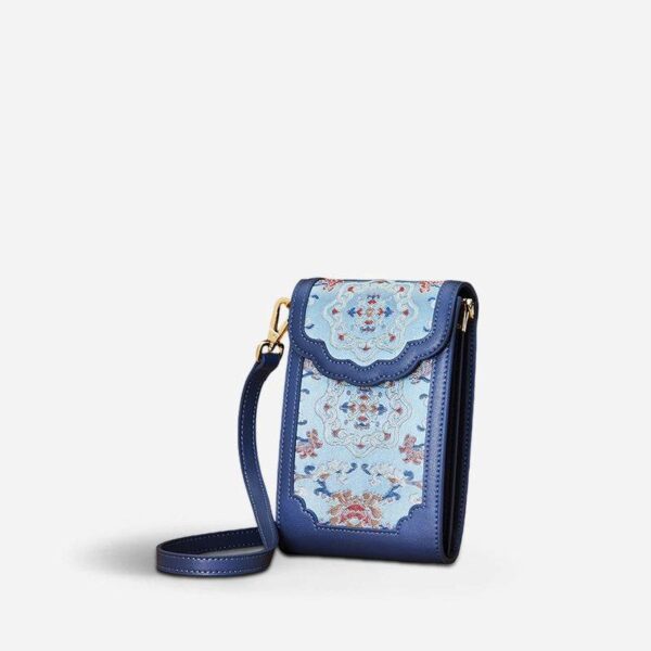 ブロケードジャカードレザーインテリケートフォンバッグウォレットJD240043_11 BrocadeJacquardLeatherIntricatePhoneBagWalletJD240043_11