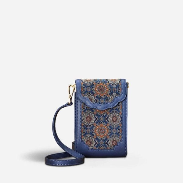 ブロケードジャカードレザーインテリケートフォンバッグウォレットJD240043_12 BrocadeJacquardLeatherIntricatePhoneBagWalletJD240043_12