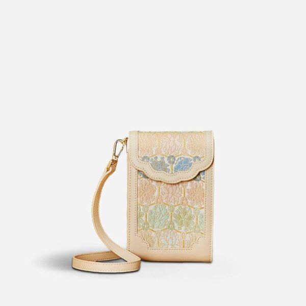 ブロケードジャカードレザーインテリケートフォンバッグウォレットJD240043_14 BrocadeJacquardLeatherIntricatePhoneBagWalletJD240043_14