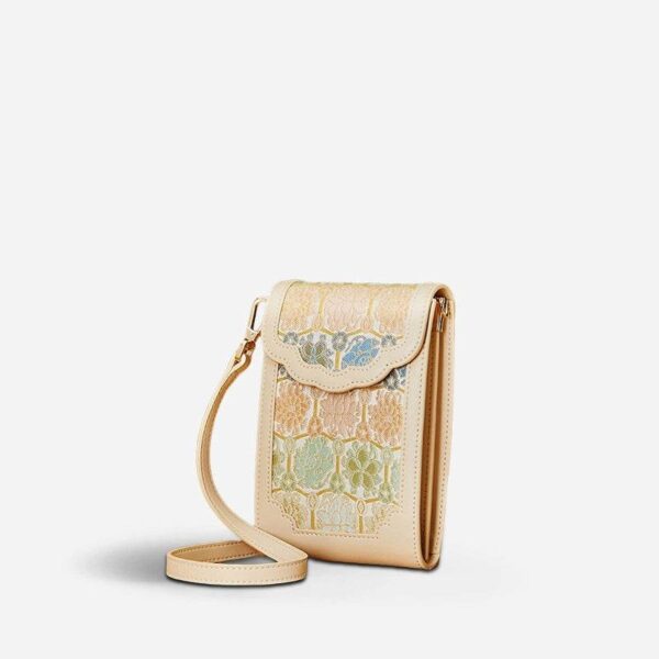 ブロケードジャカードレザーインテリケートフォンバッグウォレットJD240043_15 BrocadeJacquardLeatherIntricatePhoneBagWalletJD240043_15