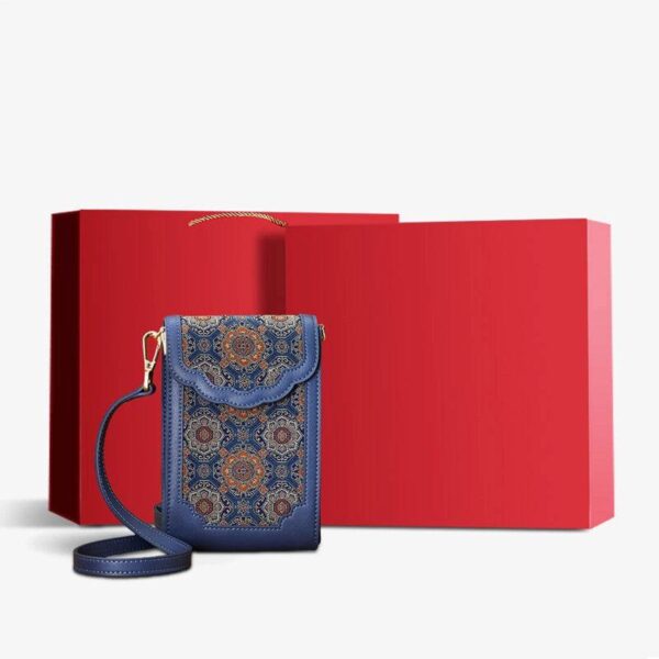 ブロケードジャカードレザーインテリケートフォンバッグウォレットJD240043_22 BrocadeJacquardLeatherIntricatePhoneBagWalletJD240043_22