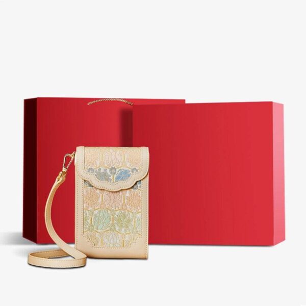 ブロケードジャカードレザーインテリケートフォンバッグウォレットJD240043_23 BrocadeJacquardLeatherIntricatePhoneBagWalletJD240043_23