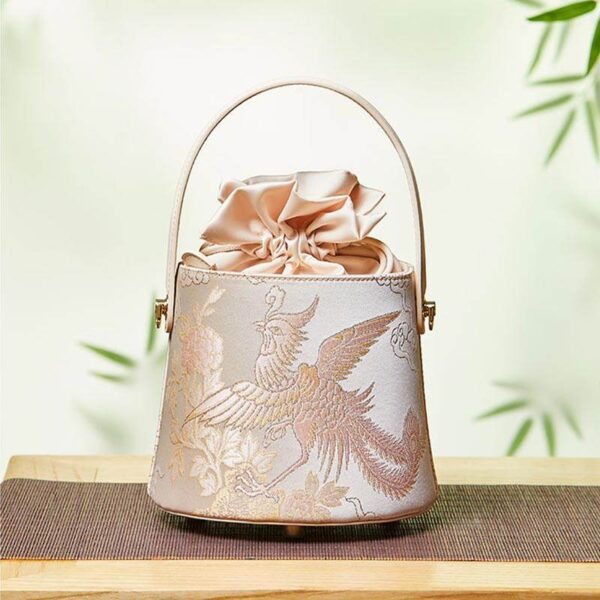 ブロケード_ジャカード_レザー_巾着_バケットバッグ_-_中文-2462846 Brocade_Jacquard_Leather_Drawstring_Bucket_Bag_-_SinoCultural-2462846