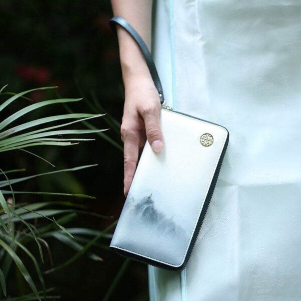 雲_山_緑_プリント_牛革財布_-_中_文化-2468333 Cloud_Mountain_Green_Printed_Cowhide_Wallet_-_SinoCultural-2468333