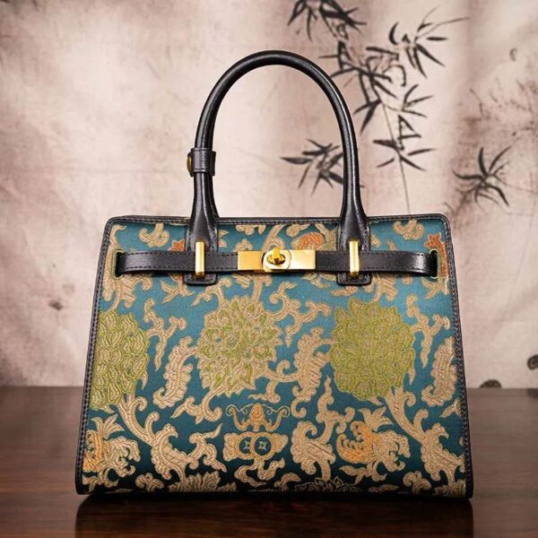 ハンドメイド_歌_ブロケード_シノワズリ_レザー_ケリー_バッグ_カンジー_WenW4188-1_8 Handmade_Song_Brocade_Chinoiserie_Leather_Kelly_Bag_Canzhi_WenW4188-1_8