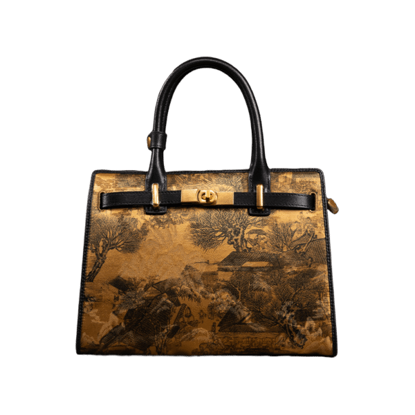 Handmade_Xiangyunsha_Silk_Black_Leather_Kelly_Bag_Chinese_Painting_W4188-2