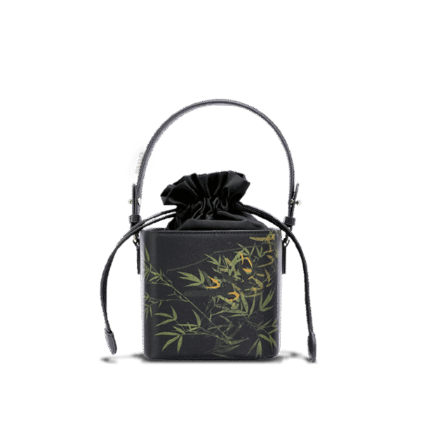 LD170613_Xiangyunsha_Silk_Black_Bamboo_Print_Mini_Cube_Bucket_Bag_LD170613