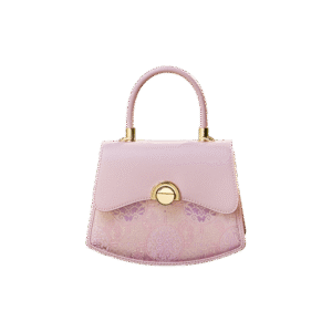 Brocade Mulberry Silk Bag  Powder Pink Floral Designer Handbag