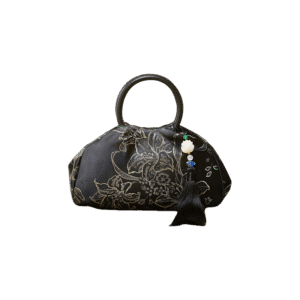 Brocade Chinese Style Bag Black Floral Handbag