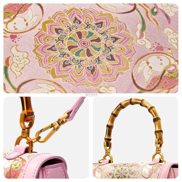 Song-Brocade-Pink-Mulberry-Silk-Handbag-Bamboo-Handle-Details-Embellishments Song-Brocade-Pink-Mulberry-Silk-Handbag-Bamboo-Handle-Details-Embellishments