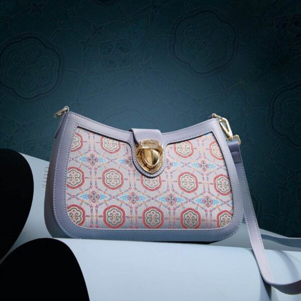 宋_ブロケード_レザー_ブルー_ショルダーバッグ_如意柄_FJ270038-1_2 Song_Brocade_Leather_Blue_Shoulder_Bag_Ruyi_Pattern_FJ270038-1_2