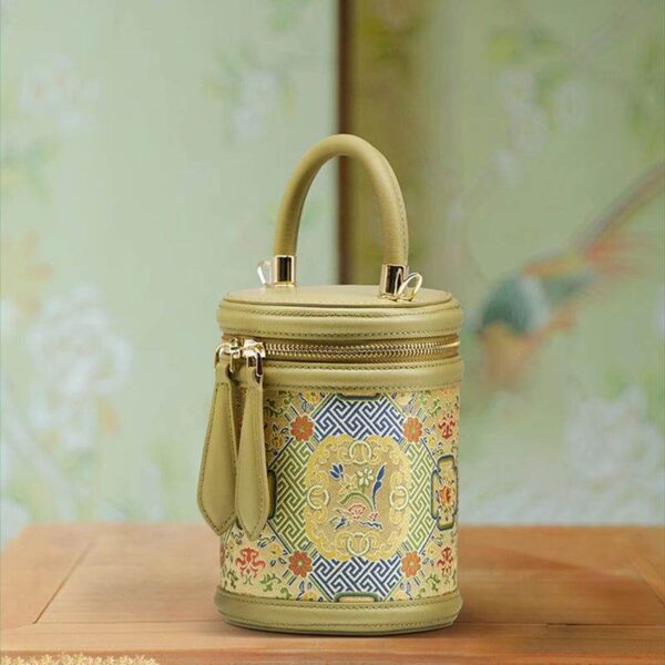 歌_ブロケード_レザー_バケット_シリンダー_バッグ_-_中文-2483227 Song_Brocade_Leather_Bucket_Cylinder_Bag_-_SinoCultural-2483227