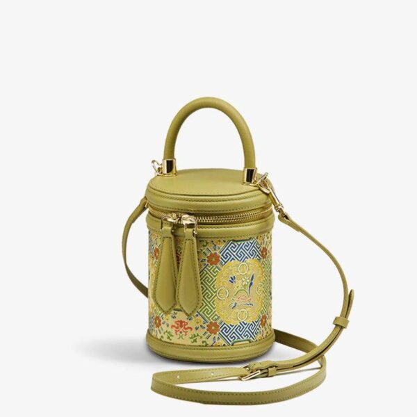 歌_ブロケード_レザー_バケット_シリンダー_バッグ_-_中文-2483230 Song_Brocade_Leather_Bucket_Cylinder_Bag_-_SinoCultural-2483230