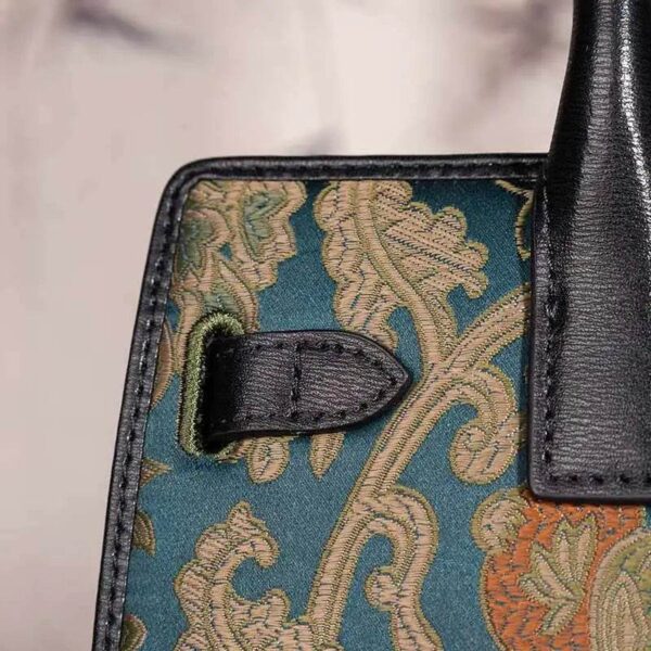 W4188-1_3_1_ハンドメイド_歌_ブロケード_シノワズリ_レザー_ケリー_バッグ_カンジ_文 W4188-1_3_1-Handmade_Song_Brocade_Chinoiserie_Leather_Kelly_Bag_Canzhi_Wen