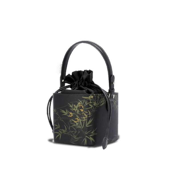 Xiangyunsha_Silk_Black_Bamboo_Print_Mini_Cube_Bucket_Bag_LD170613_LD170613 Xiangyunsha_Silk_Black_Bamboo_Print_Mini_Cube_Bucket_Bag_LD170613_LD170613