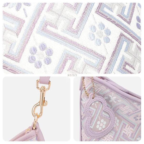 ZhuangBrocadeレザーショルダーバッグトートバッグロマンティックパープルFJ220679_1 ZhuangBrocadeLeatherShoulderBagToteBagRomanticPurpleFJ220679_1