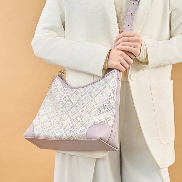 ZhuangBrocadeレザーショルダーバッグトートバッグロマンティックパープルFJ220679_4 ZhuangBrocadeLeatherShoulderBagToteBagRomanticPurpleFJ220679_4