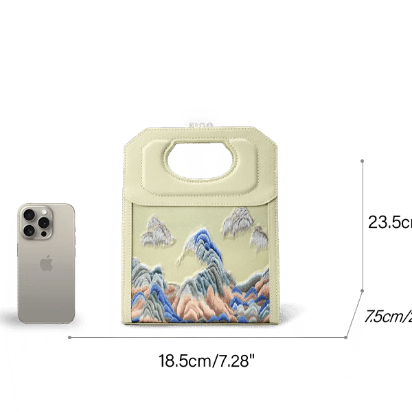 シノワズリー・マウンテンズ・エンブロイダリー・ハンドル・バッグ寸法図 chinoiserie-mountains-embroidered-handle-bag-dimensions