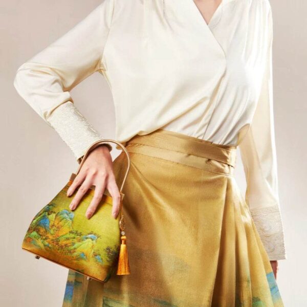 d_中国_絵画_桑_シルク_高級_ラックス_キス_ロック_クラッチバッグ_ハンドバッグ_-_中文 d_Chinese_Painting_Mulberry_Silk_High-end_Lux_Kiss_Lock_Clutch_Handbag_-_SinoCultural