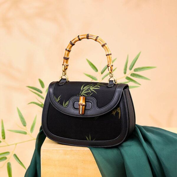 祥雲社_プリント_クロスボディ_バンブーハンドル_バッグ_女性用_P110607 eXiangyunsha_Print_Crossbody_Bamboo_Handle_Bag_for_Women_P110607