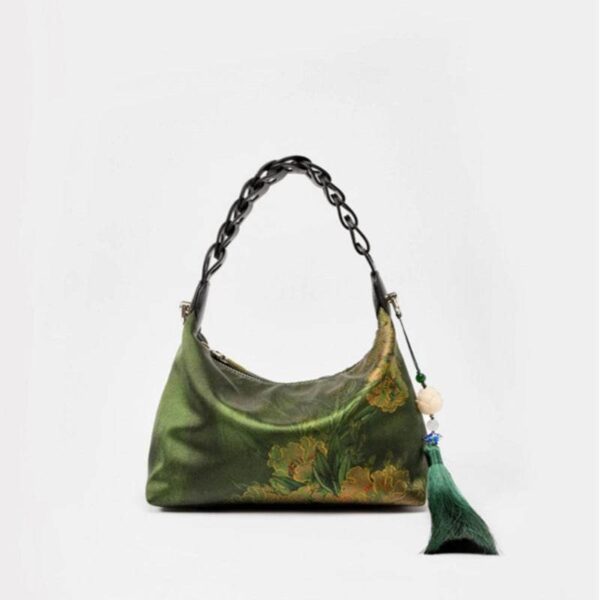 シルクのショルダーバッグ_中文 e_Fragrant_Cloud_Silk_Dark_Green_Mulberry_Silk_Shoulder_Bag_-_SinoCultural