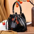 e_Xiangyunsha_Silk_Leather_Printed_Persimmon_Bucket_Bag_YS220680