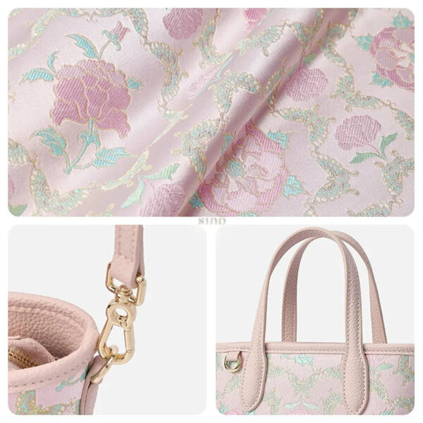 shu-brocade-bag-details-pink-silk-hardware-leather-strap shu-brocade-bag-details-pink-silk-hardware-leather-strap